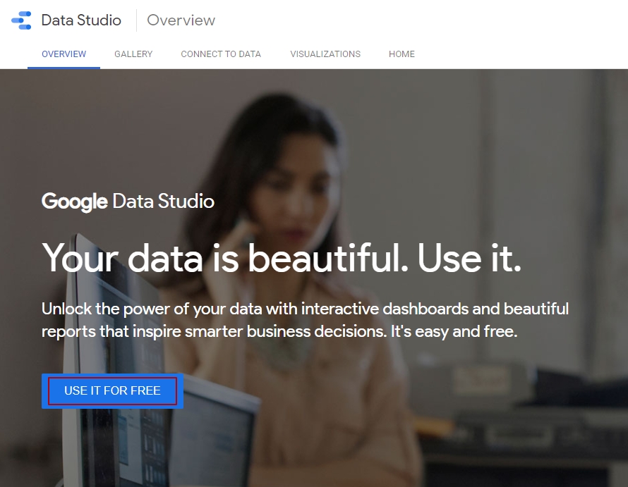 Начальный экран Google Data Studio